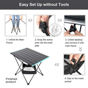 Folding Camping Tables With Carry Bag Portable Garden Picnic BBQ Beach Fishing