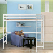 3FT Wooden Loft Bed White Bunk Bed Frame Ladder High Sleeper Cabin Bed Kid Child