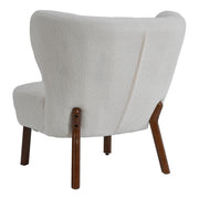 Sherpa Teddy White Single Sofa Armchair Button Wingback Accent Chair w/Footstool
