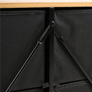 Wood Chest of Drawer Canvas Storage Cabinet Metal Frame Bedroom Office Organiser