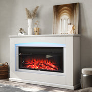 34'' Electric Fireplace LED Log Flame Fire Heater Surround Standing Set White