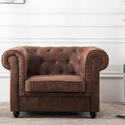 Distressed Tan Vintage Chesterfield Leather Armchair Club Chair Upholstered Sofa