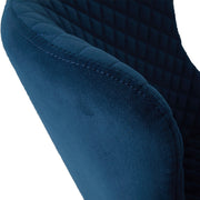 2 Pcs Blue Velvet Dining Chair Lounge Chair with Metal Black Legs