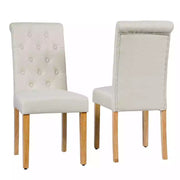 Parson Accent Diner Chairs Dining Room Chairs Set of 2 w/Padded Seat-Beige