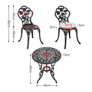 3/5Pcs Cast Aluminum Bistro Set Garden Furniture Dining Table & Cushioned Chairs