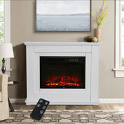 Electric Fireplace Insert LED Log Fire Flame White Surround Standing Heater Set