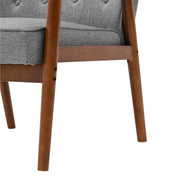 Buttoned Mid Back Armchair Upholstered Linen Tub Sofa Wood Frame Accent Chair UK