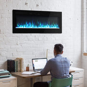 50'' LED Electric Fireplace Inset Wall Mounted Fire Flame Heater Living Room New