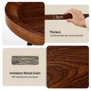 Double Round Coffee Table Set Elegant Brown Living Room