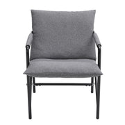 Grey Linen Tub Armchair Metal Frame Single Sofa Soft Camping Picnic Accent Chair