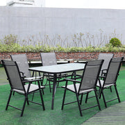 Metal Garden Dining Set Glass Parasol Table And Chairs 4-6 Seater Outdoor Dining