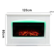 Electric Fireplace LED Log Fire Flame White Surround Standing Heater Set 30/34''