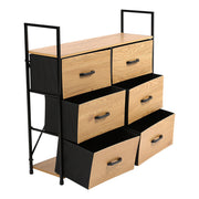 Wood Chest of Drawer Canvas Storage Cabinet Metal Frame Bedroom Office Organiser