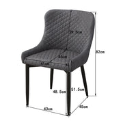 2x Luxury Dining Chair PU Faux Leather Metal Legs Grey Restaurant Kitchen Chairs