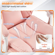 Racing Gaming Chair w/ Arm, Faux Leather Gamer Recliner Home Office, Black Pink