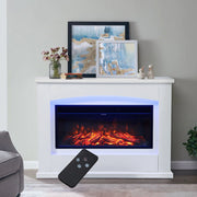 Electric Fireplace LED Log Fire Flame White Surround Standing Heater Set 30/34''