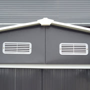 10x12 XL Garden Metal Shed Gable Roof Steel Outdoor Tool Storage with Floor Base