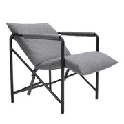 Grey Linen Tub Armchair Metal Frame Single Sofa Soft Camping Picnic Accent Chair