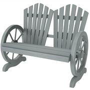 2 Seater Garden Bench w/ Wheel-Shaped Armrests Grey