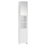 White Bathroom Cabinet 2 Door 6 Shelves Storage Makeup With Mirror Free Standing