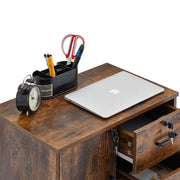 Brown Office Filing Cabinet Mobile Printer Stand File Storage 3 Drawer 4 Wheels