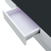 Modern Rectangle Coffee Tea Table Tempered Glass Top Living Room With Drawers