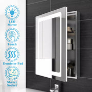LED Bathroom Mirror Cabinet with Shaver Socket Demister Sensor Lights Vertically