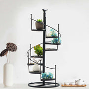 Indoor Outdoor Metal Ladder Shelf Wood Plant Stand Stairs Flowerpot Display Rack