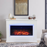 34'' Electric Fireplace LED Log Flame Fire Heater Surround Standing Set White