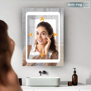 LED Bathroom Mirror Cabinet with Shaver Socket Demister Sensor Lights Vertically