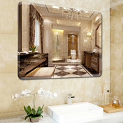 Modern Wall Mount Self-adhesive Plain Bevelled Bathroom Mirror Frameless Mirror