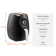5L Air Fryer Small Sized Classic Type With Knob Ready Alert Family Application