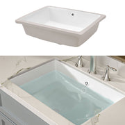 Undermount Bathroom Sinks White Ceramic Single Bowl Inset Basin Waste Kits 500mm
