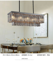 Crystal Dining Room Island Pendant Lamp Long Chandeliers Rectangle Ceiling Light
