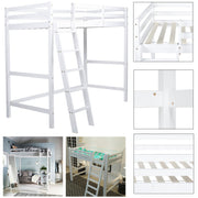 3FT Wooden Loft Bed White Bunk Bed Frame Ladder High Sleeper Cabin Bed Kid Child