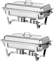 4/6/8PCS 8QT Chafing Dish Stainless Steel Rectangular Chafer Food Warmer Set UK