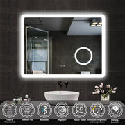 Illuminated Bathroom Mirror With LED light Bluetooth Shaver Socket Demister