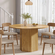 Round Dining Table for 4-6 People,Farmhouse Circle Kitchen Table for Dining Room