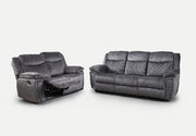 Brianna Manual Reclining Sofa Suite 3 Seater 2 Recline Grey fabric Plush Velvet