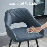 Set of 2 Bar Stools Velvet/PU Metal Legs Breakfast Stools Armrest Padded Chairs