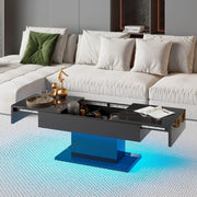 High Gloss LED Coffee Table Cocktail Center Table Modern Living Room Rectangle