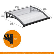 Window Awning Canopy with Large Drainage Gutter ABS Plastic Bracket PC Panel