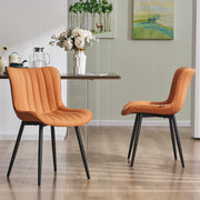 Set of 2 Faux Leather Dining Chairs High Back Padded Metal Leg Kitchen Chairs UK