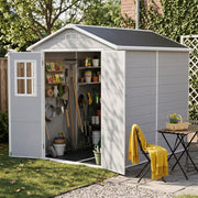 Grey Wood Grain Plastic Garden Shed 6x8 6x6 5x3 Outdoor Tool Bike Storage House