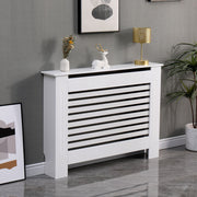 Kensington Radiator Cover Modern Traditional Horizontal Slat Cabinet MDF White