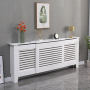 Kensington Radiator Cover Modern Traditional Horizontal Slat Cabinet MDF White