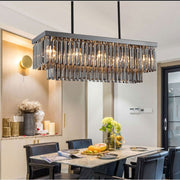 Crystal Dining Room Island Pendant Lamp Long Chandeliers Rectangle Ceiling Light