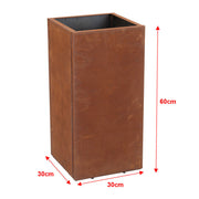 Corten Steel Rectangle Cube Planter Garden Plants Pot In/Outdoor Trough Tub Box