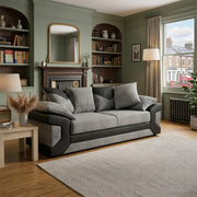 Corner Sofa Dino Jumbo Cord Suite 3 Seater 2 Seater Couch & Footstool Grey/Black