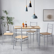 Dining Table and Chairs Set Metal Wood Effect Table Dining Set 4 Chairs Silvia